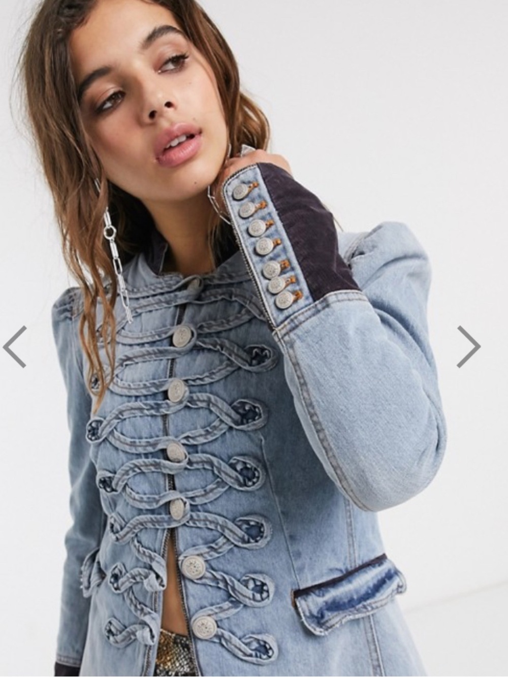 Free People Military Jean Jacket XS NWT